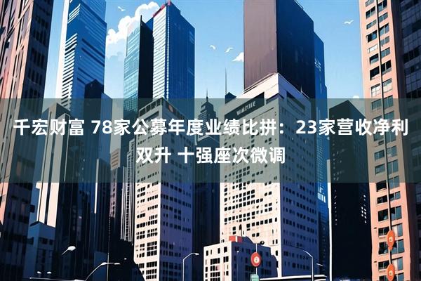 千宏财富 78家公募年度业绩比拼：23家营收净利双升 十强座次微调